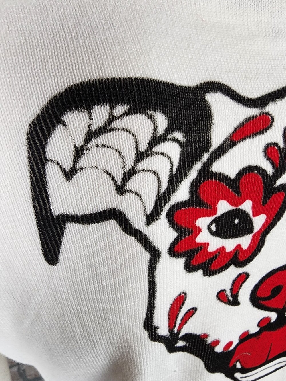 Sourpuss White Cardigan with Red Heart-and-Bones Embroidery - Picture 11 of 15
